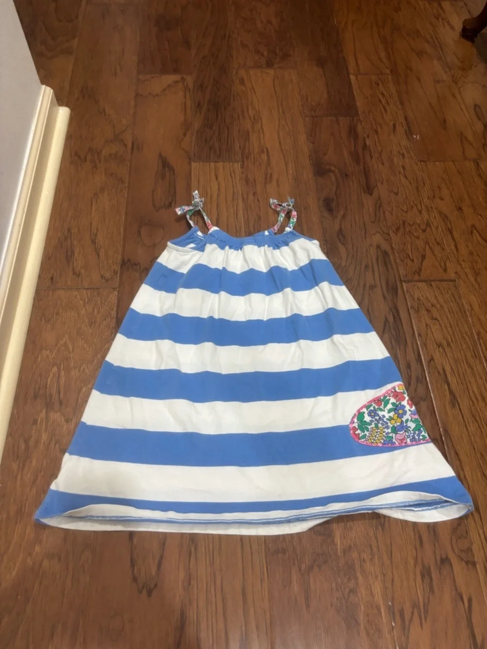 Mini Boden Blue White Stripe Butterfly Dress Size 6-7Y